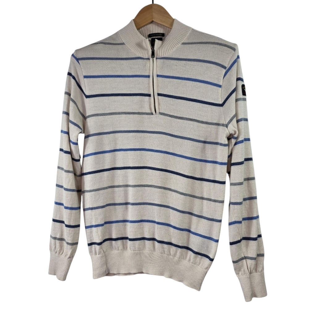 Paul & Shark merino wool Stripes quarter zip pullover